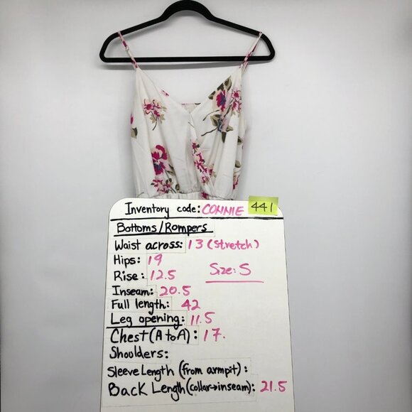 Dynamite White & Fuschia Floral Surplice neck Waist Tie Jumpsuit size S - Picture 13 of 14